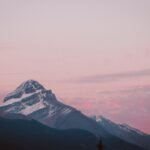 mountains, nature, sunset, pink sky, pink, heaven, clouds, snow, purple clouds, purple, cold, canada, to travel, hike, horizon, outlook, mountain landscape